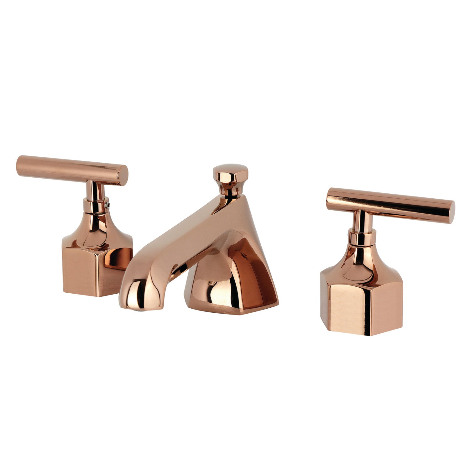 Kingston Sona KZ446CMLRG - Navei Two-Handle 3-Hole Deck Mount Widespread Bathroom Faucet with Brass Pop-Up, Rose Gold — image 1